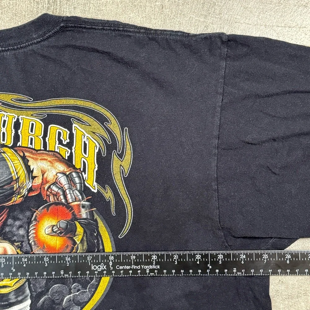 Vintage Pittsburgh Steelers Big Player NFL Football Logo Flag T Shirt 2XL